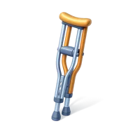 Isometric 3D crutches icon for healthcare, rehabilitation, and mobility assistance