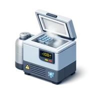 Isometric 3D cryogenic freezer icon for laboratory, medical, and scientific cold storage use