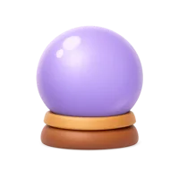 Front-facing crystal ball 3D icon for fantasy, fortune telling, and mystical UI design