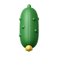 Front-facing cucumber 3D icon for food, grocery, recipe, and healthy eating UI design