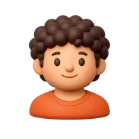 Front-facing 3D icon of a man with light skin tone and curly hair for profile and avatar UI design