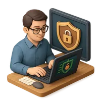 3D isometric icon of Cybersecurity Analyst