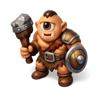 Isometric 3D Cyclops icon, a mythical one-eyed giant for fantasy, mythology, and game-related designs