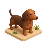 3D isometric icon of Dachshund