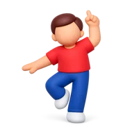 Front-facing 3D icon of a dancing man with dark skin tone for celebration, music, and social UI design