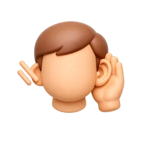 Front-facing Deaf Person dark skin tone 3D icon for accessibility, healthcare, and inclusive UI design