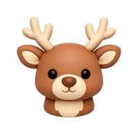 Front-facing deer 3D icon in a premium non-isometric UI style, free to download for nature and wildlife designs.