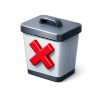 Delete isometric 3D icon for remove, erase, or discard actions in apps and user interfaces