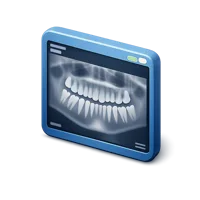 Dental X-Ray isometric 3D icon for dental care, oral health, and medical imaging designs