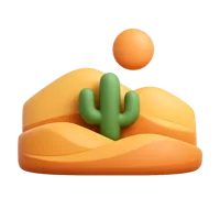 Front-facing desert 3D icon with a premium non-isometric UI style, free to download for travel and nature interfaces.