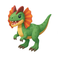 3D isometric icon of Dilophosaurus