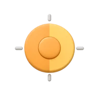 Front-facing dim button 3D UI icon for settings panels, dashboards, and interface controls