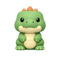 Front-facing dinosaur 3D icon in a premium non-isometric style for education apps, games, and playful UI design.