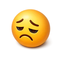 Disappointed face isometric 3D icon for emotion, chat, reaction, and user interface design