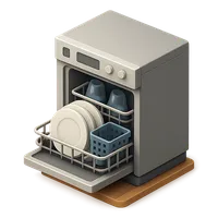 Isometric 3D icon of a dishwasher