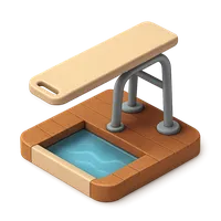 Isometric 3D icon of a diving board
