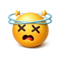 Isometric 3D dizzy face emoji icon showing a woozy expression, free to download for chat, reaction, and UI design.