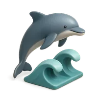 Isometric 3D icon of a dolphin