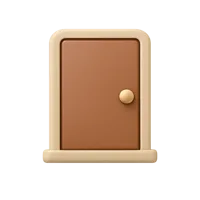 Front-facing door 3D icon for home, entrance, and access UI design