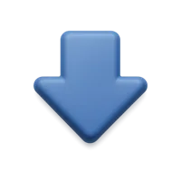 Front-facing down arrow 3D UI icon for navigation buttons, scrolling actions, and interface controls