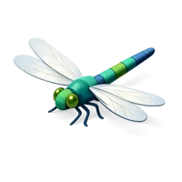Blue isometric 3D dragonfly icon for nature, wildlife, and garden themed designs