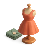 Isometric 3D icon of a dress