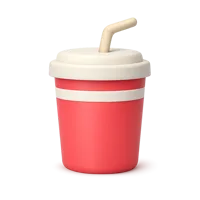 Front-facing 3D drink cup with straw icon for food, beverage, and restaurant UI design