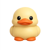 Duck front-facing 3D UI icon in a premium non-isometric style, free to download for animal and nature interfaces.