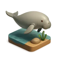 Isometric 3D icon of a dugong