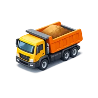 Dump truck isometric 3D icon for construction, hauling, and transport projects