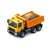 Isometric 3D dump truck icon for construction, transport, and logistics projects, free to download.