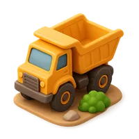 Isometric 3D icon of a dump truck