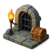 Isometric 3D icon of a dungeon