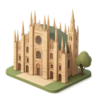 Isometric 3D icon of a duomo of milano