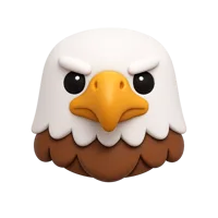 Front-facing eagle 3D UI icon in a premium non-isometric style, free to download for wildlife and nature interfaces.