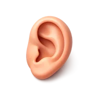 Isometric 3D ear icon for hearing, audio, healthcare, and accessibility concepts
