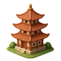 Isometric 3D icon of a eastern pagoda