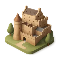 Isometric 3D icon of a edinburgh castle