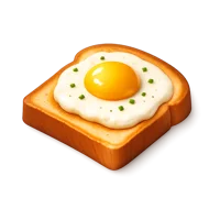 Isometric 3D egg toast icon, free breakfast food illustration for menus, recipe apps, and cafe designs.