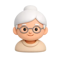 Front-facing elderly person 3D icon for healthcare, family, and accessibility UI design