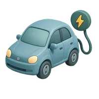 Isometric 3D icon of a electric car