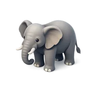 Isometric 3D elephant icon for wildlife, safari, zoo, and nature-themed designs