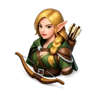 Isometric 3D Elf Woman icon for fantasy games, character profiles, and magical themed designs
