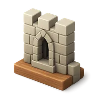 Isometric 3D icon of a embrasure