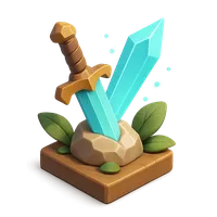 Isometric 3D icon of a enchanted sword