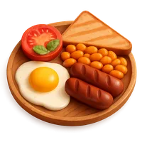 Isometric 3D icon of a english breakfast