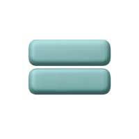 Equals sign 3D icon in a premium front-facing style for math apps, calculators, and educational UI
