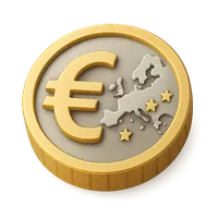 Isometric 3D icon of a euro coin