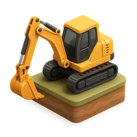 Isometric 3D icon of a excavator