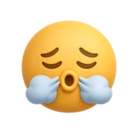 Front-facing exhaling face 3D icon in a premium non-isometric UI style, free to download for messaging and wellness apps.